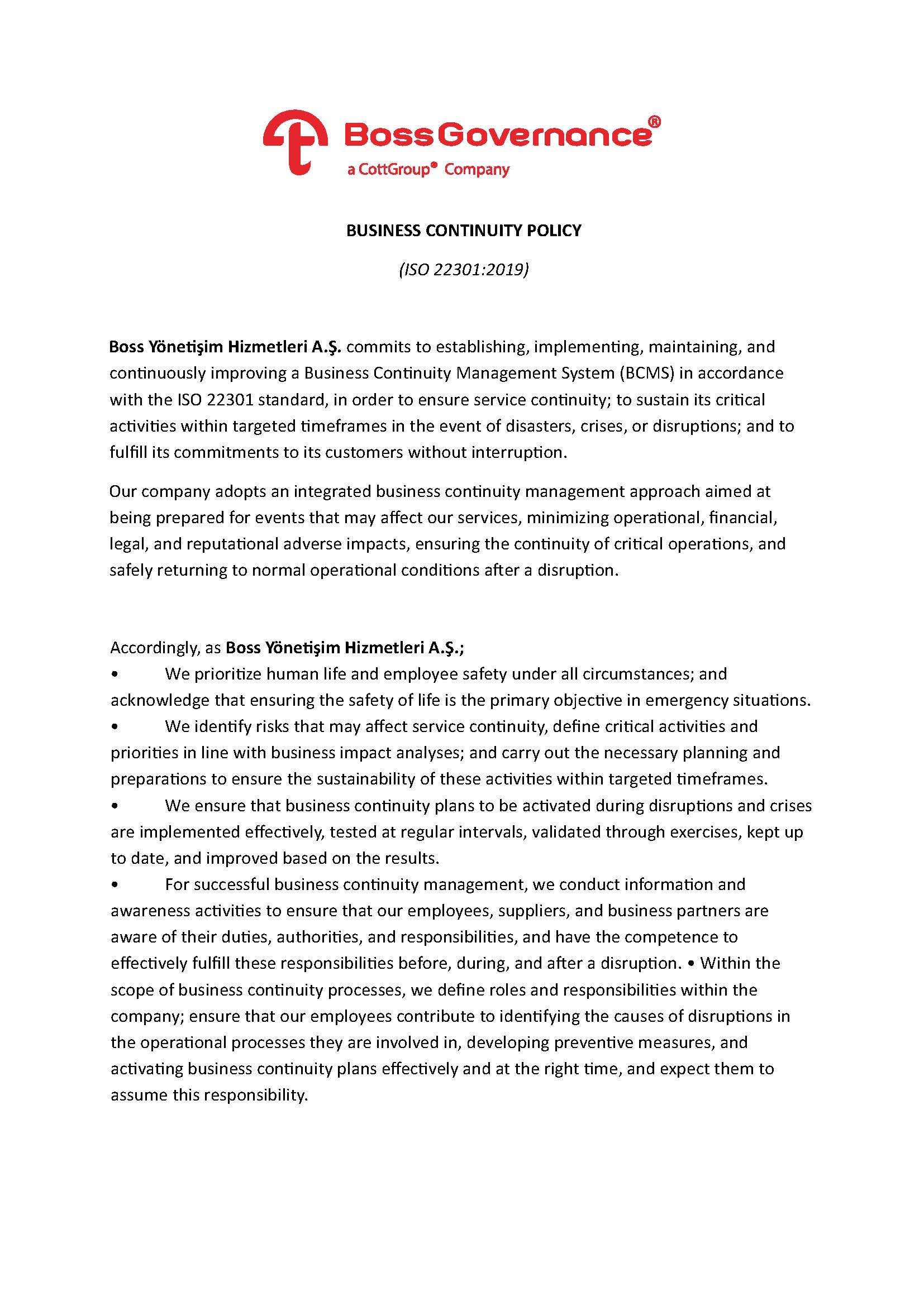 Business Continuity Policy