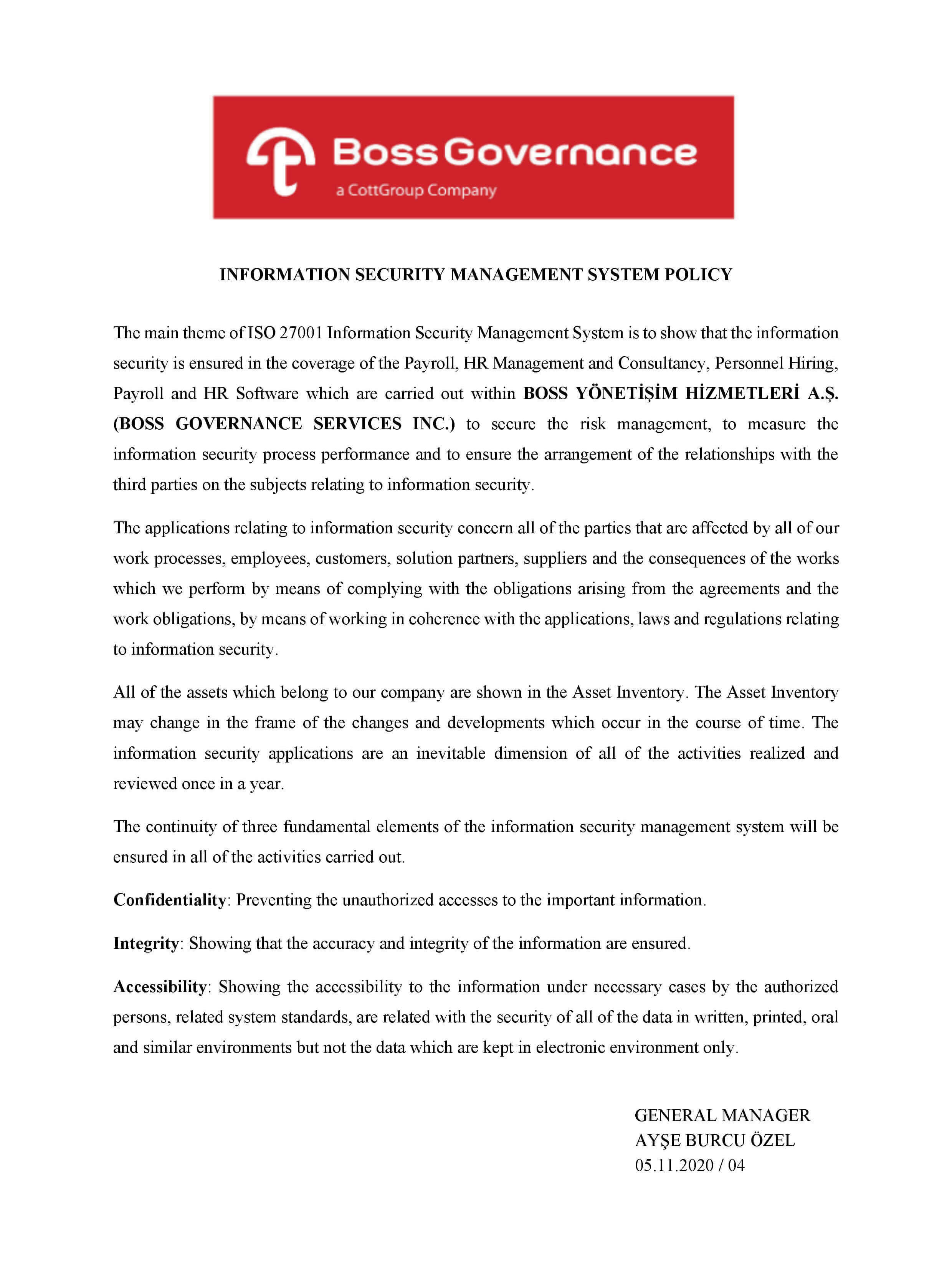 Information Security Management System Policy